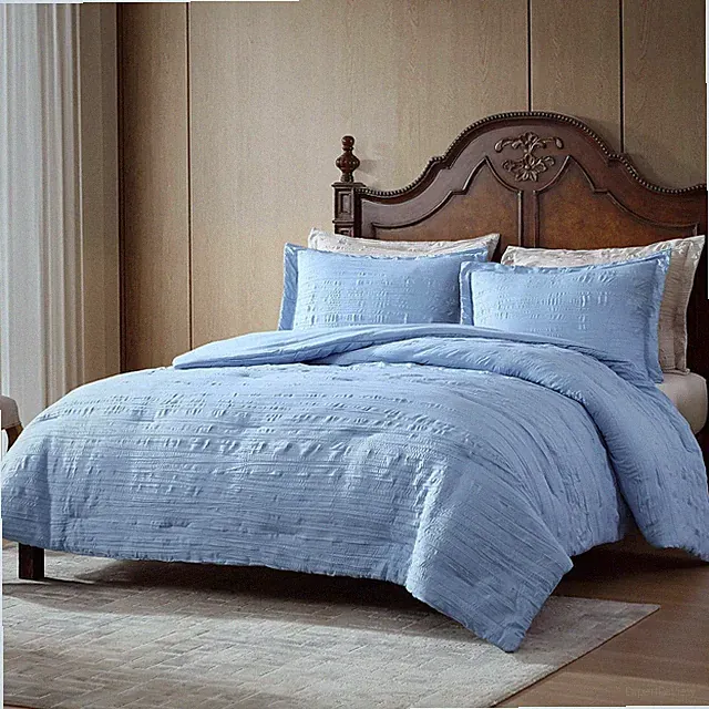 home Queen Comforter Set Chambray Blue, 3 Pieces Comforter Set, All Season Light