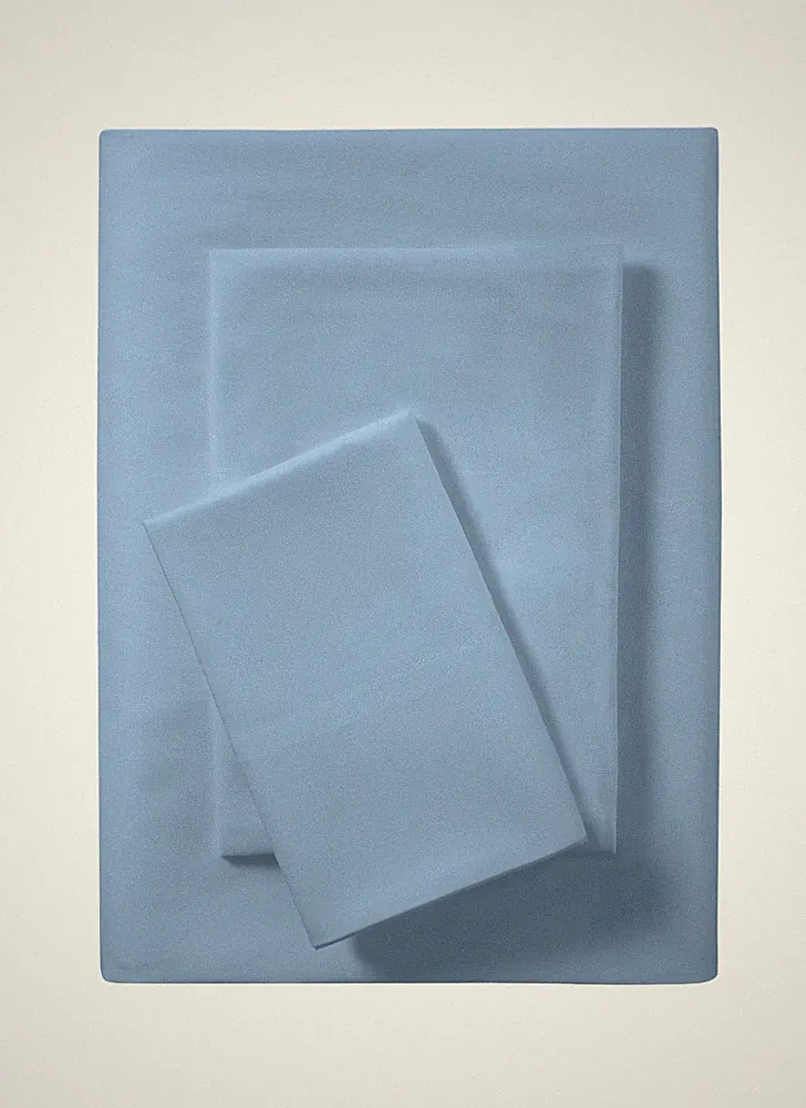 Mainstays Basic Value Microfiber Bed Sheet Set, Light Blue, Twin, 3 Piece.